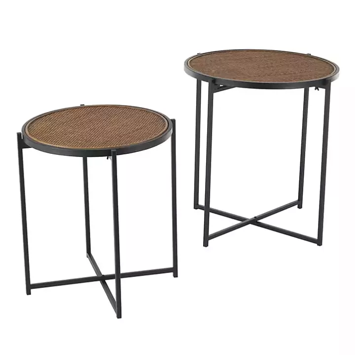 Shop Black Metal Rattan Accent Tables, Set of 2 Accent & End Tables