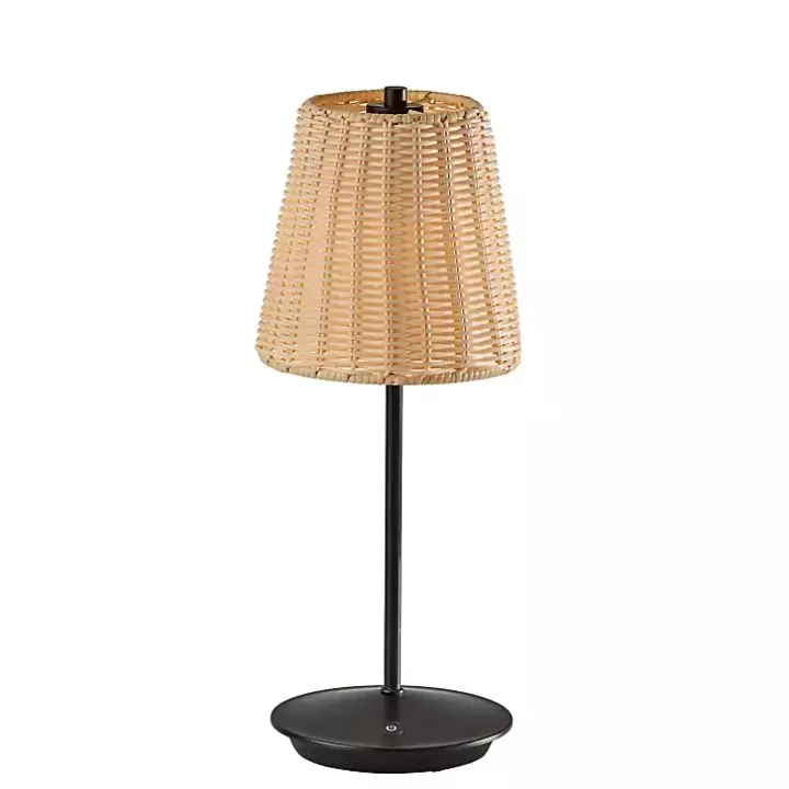 New Metal Rattan Shade Cordless Table Lamp Outdoor Lighting