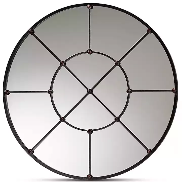 Online Metal Round Geometric Pane Wall Mirror Decorative Mirrors