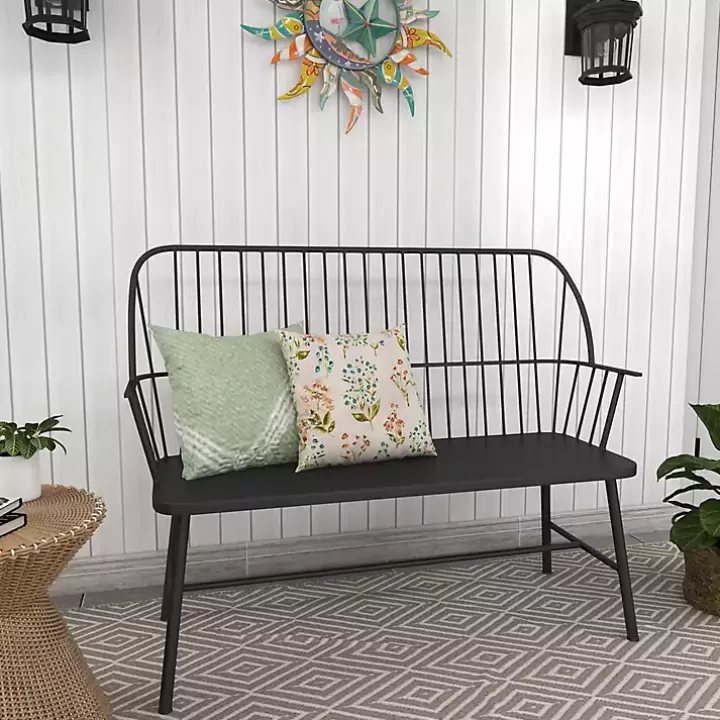 Online Metal Slatted Back Outdoor Bench Outdoor Seating