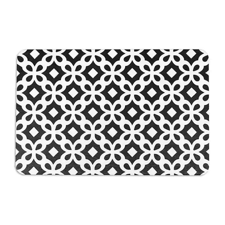 Hot Black Patterned Stone Bath Mat Bathroom Rugs