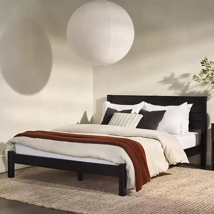 Discount Pine Wood Slatted Headboard Queen Bed Beds & Headboards