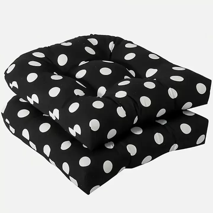 Cheap Polka Dot Wicker Chair Cushions, Set of 2 Outdoor Cushions & Pillows