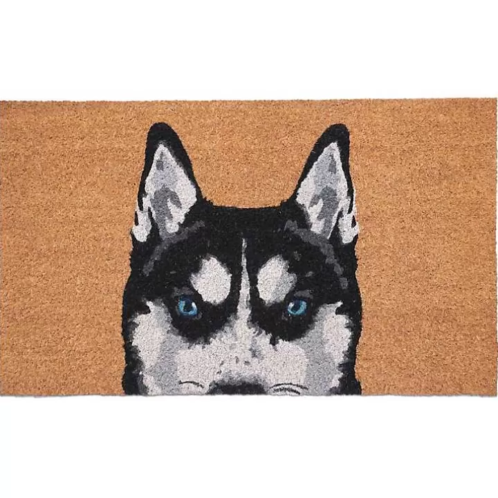 Fashion Black Siberian Husky Doormat Doormats