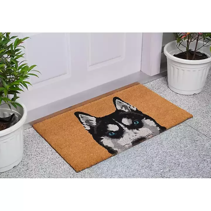 Fashion Black Siberian Husky Doormat Doormats