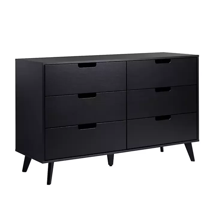 Clearance Simple Grooved Handle 6-Drawer Dresser Dressers & Chests