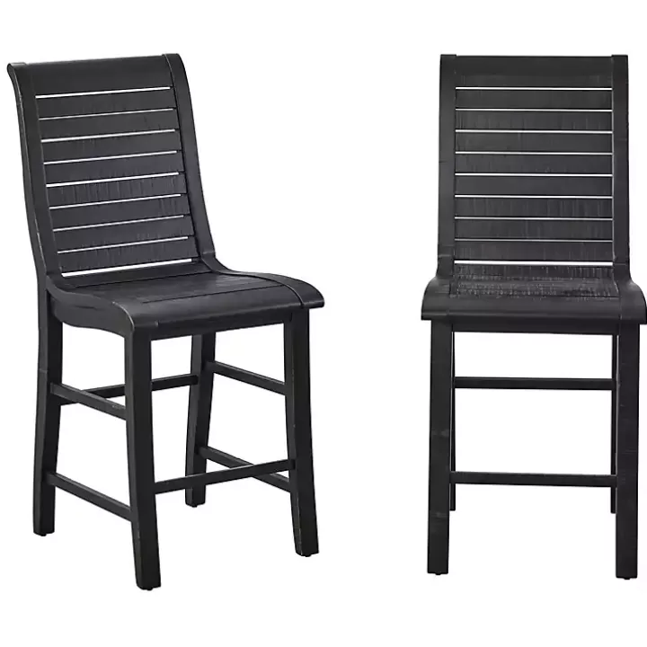 New Slatted Counter Stools, Set of 2 Bar Stools & Counter Height Stools