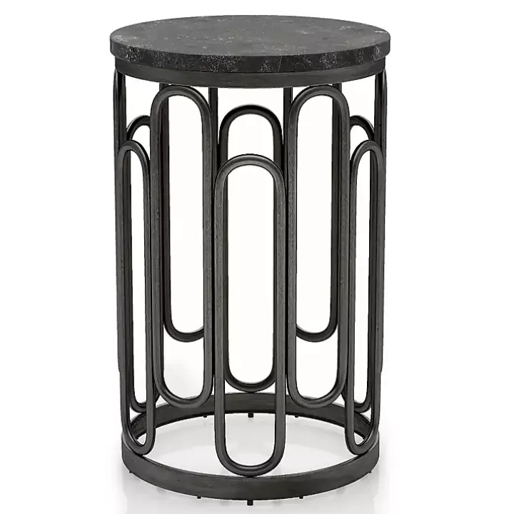 Hot Stone and Metal Geometric Accent Table Accent & End Tables