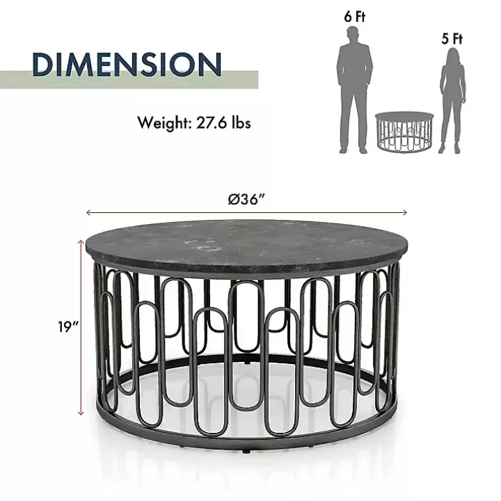 Cheap Stone and Metal Geometric Coffee Table Coffee Tables