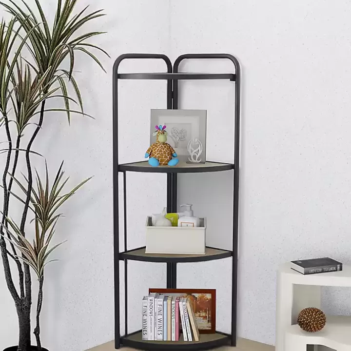 Shop Black 4-Tier Foldable Corner Shelf Bookshelves