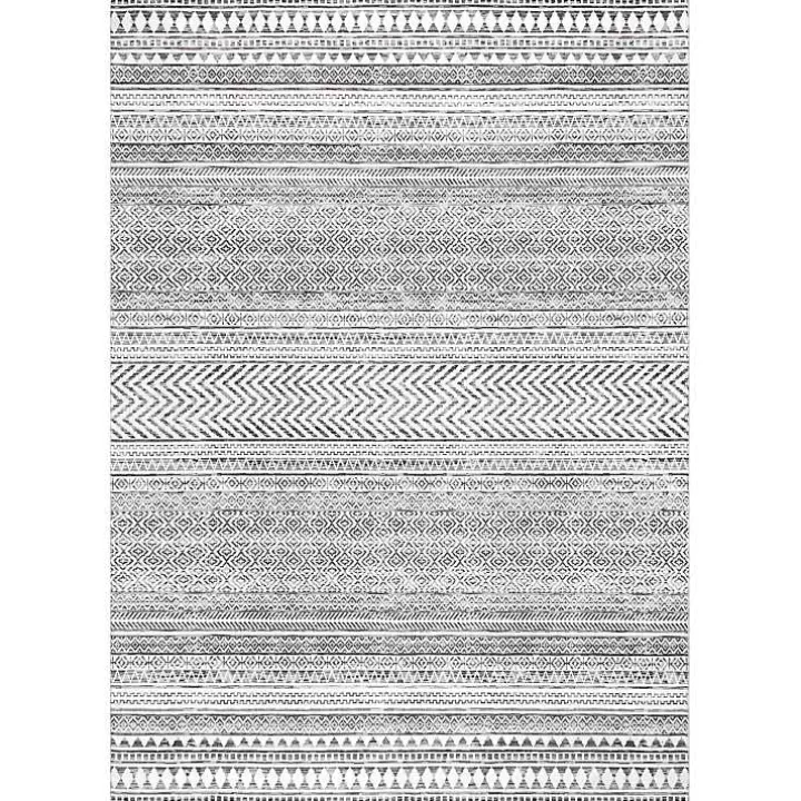 Cheap Black Tribal Geometric Washable Area Rug, 8x10 Area Rugs