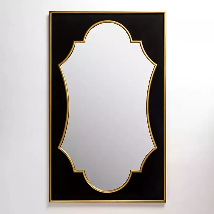 Sale Black Velvet and Gold Wall Mirror Decorative Mirrors