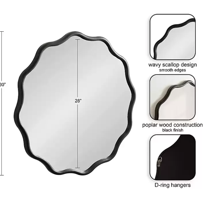 Store Wavy Scallop Round Wall Mirror Decorative Mirrors