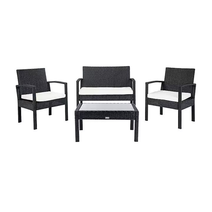 Shop Black Wicker Frame 4-pc. Outdoor Living Set Outdoor Sets