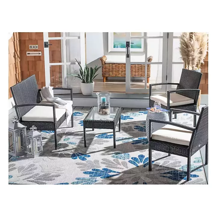 Shop Black Wicker Frame 4-pc. Outdoor Living Set Outdoor Sets