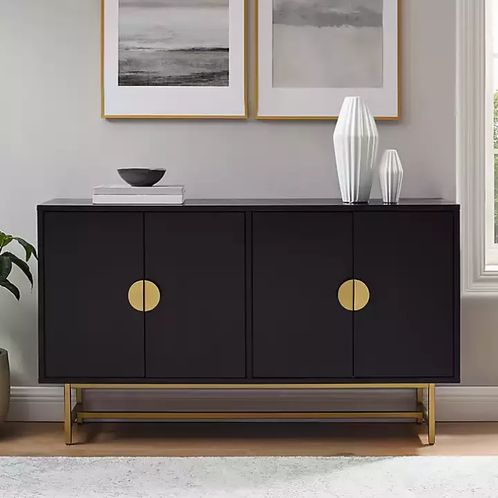 New Wood & Gold Metal Sideboard Cabinets & Sideboards