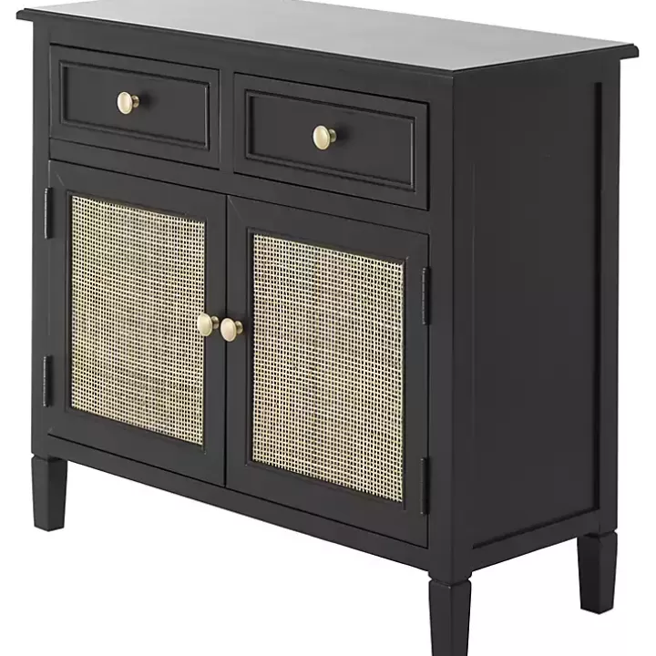 Fashion Wood & Natural Rattan 2-Door Cabinet Cabinets & Sideboards