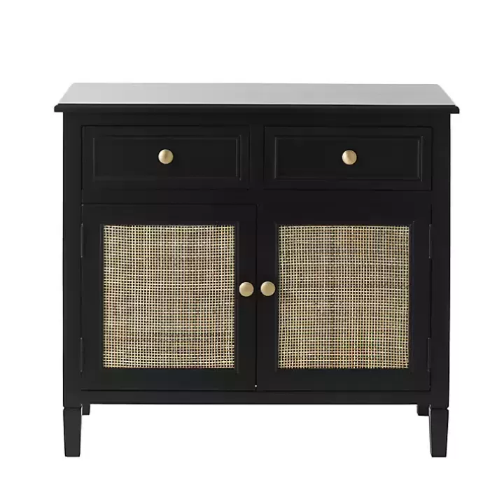 Fashion Wood & Natural Rattan 2-Door Cabinet Cabinets & Sideboards