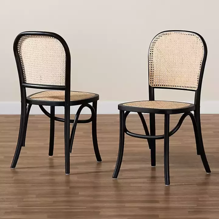 Online Black Wood & Rattan Bree Dining Chairs, Set of 2 Dining Chairs