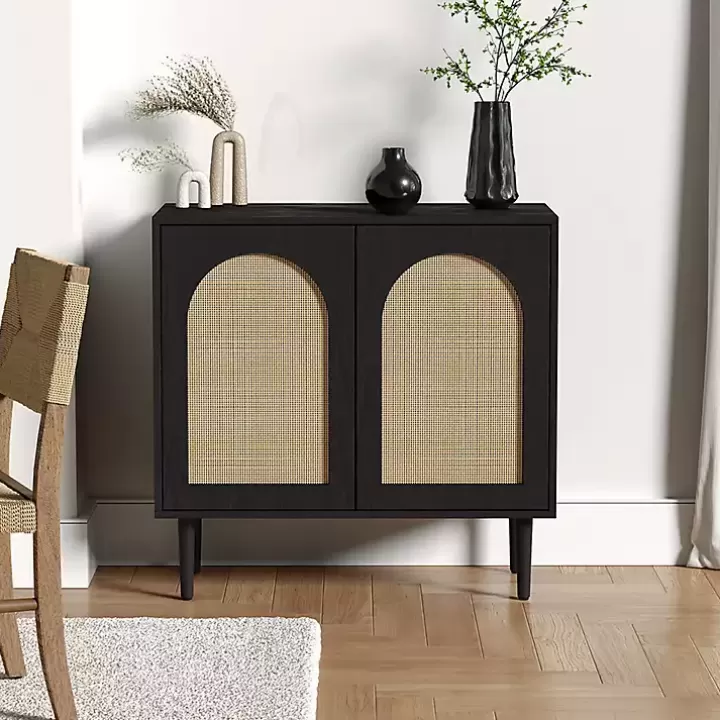 Sale Wood and Arched Rattan 2-Door Cabinet Cabinets & Sideboards