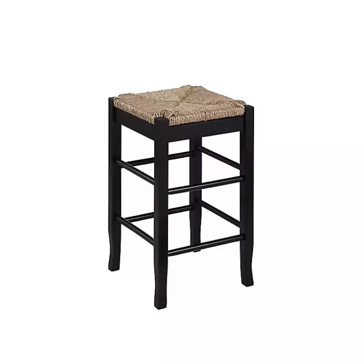 Outlet Wood and Woven Rush Counter Stool Bar Stools & Counter Height Stools