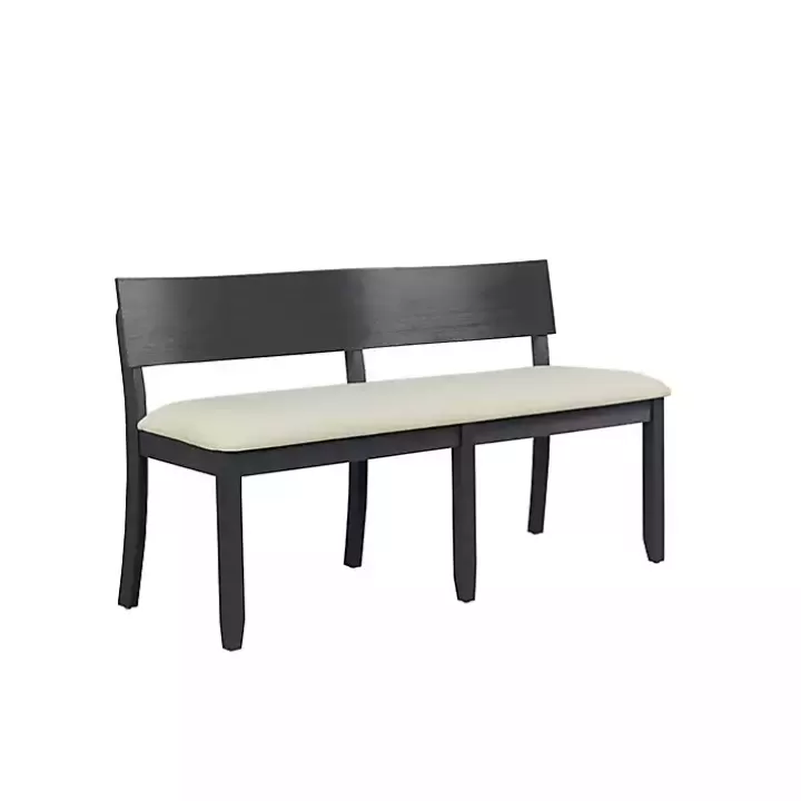 Best Sale Black Wood Cream Upholstered Bench Benches & Ottomans