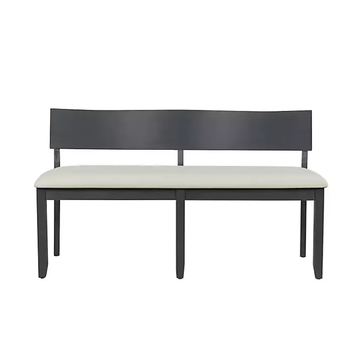 Best Sale Black Wood Cream Upholstered Bench Benches & Ottomans