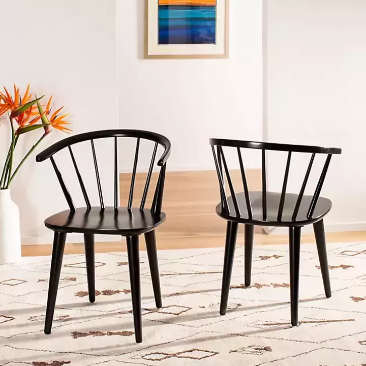 Hot Wood Curved Spindle Dining Chairs, Set of 2 Dining Chairs