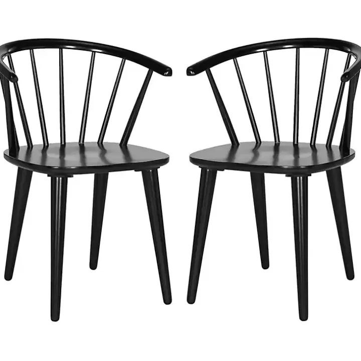 Hot Wood Curved Spindle Dining Chairs, Set of 2 Dining Chairs