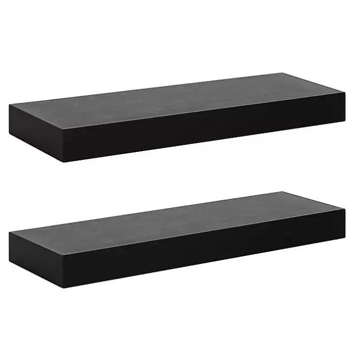 Best Sale Black Wood 2-pc. Floating Shelves, 24 in. Shelves