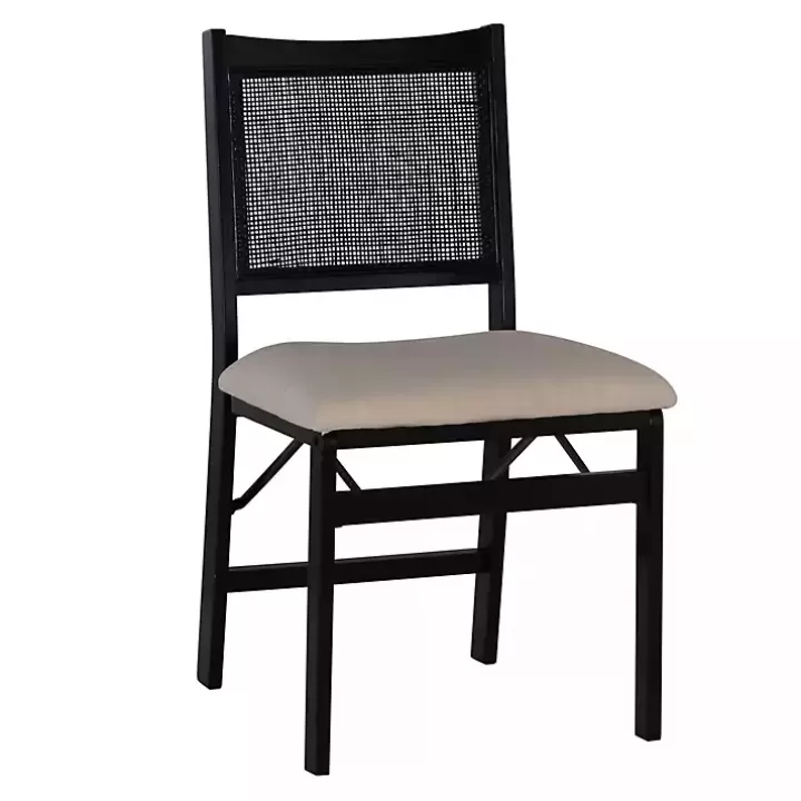 Sale Black Woven Cane Foldable Dining Chair Dining Chairs