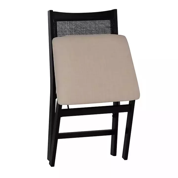 Sale Black Woven Cane Foldable Dining Chair Dining Chairs