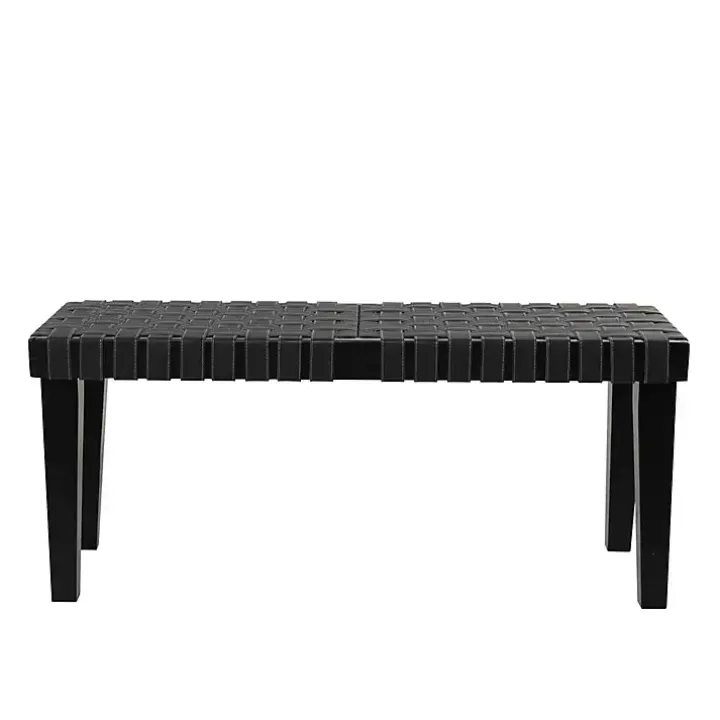 New Woven Faux Leather Bench Entryway Furniture