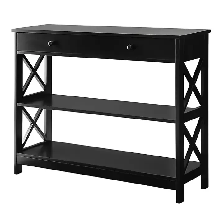 Fashion Black X-Frame 2-Shelf Console Table Console Tables