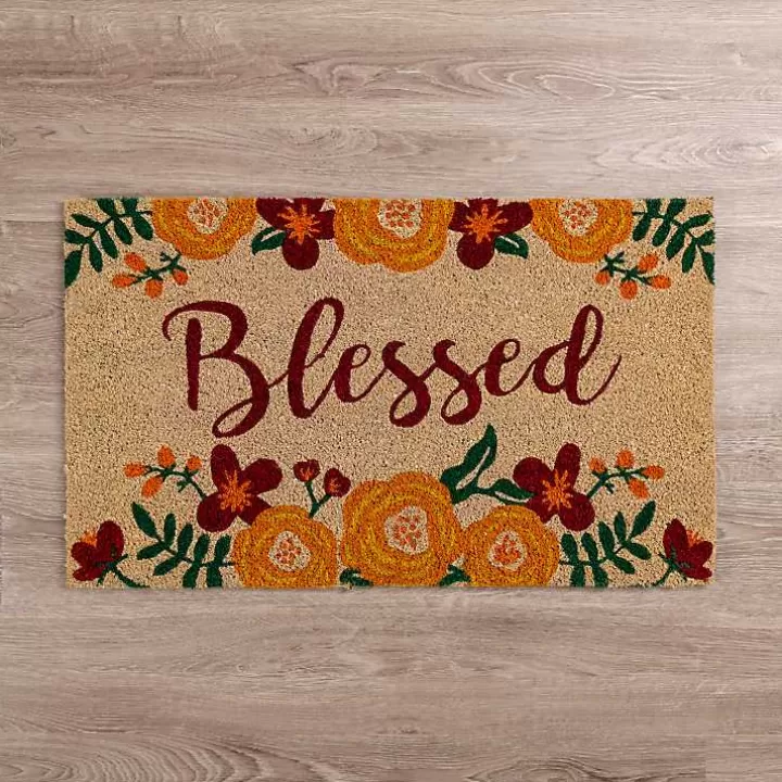 Store Blessed Fall Floral Doormat Doormats