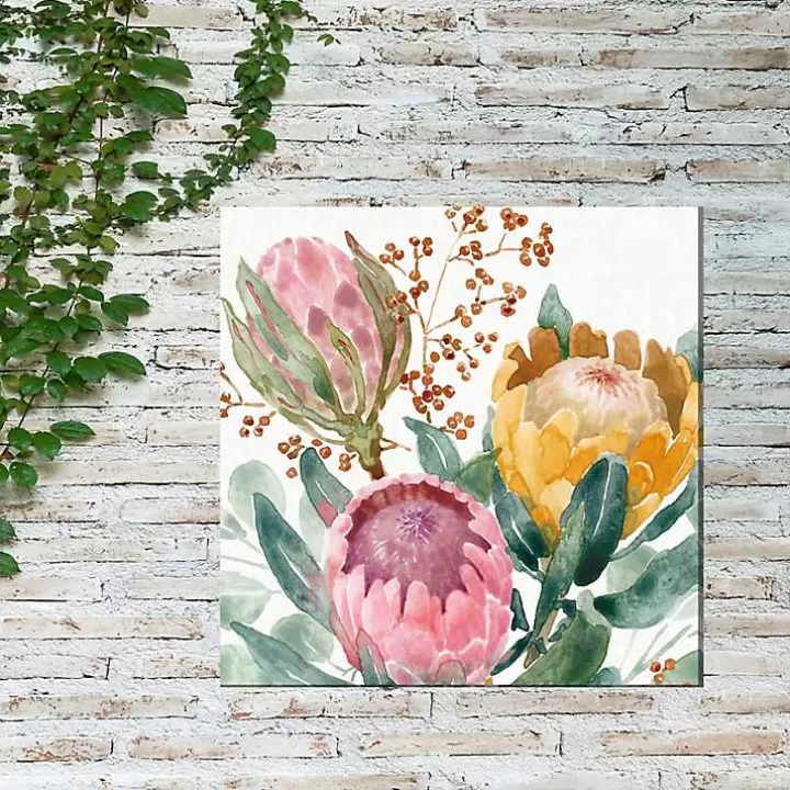 Flash Sale Blooming Protea Floral Outdoor Canvas Art Print Outdoor Wall Decor