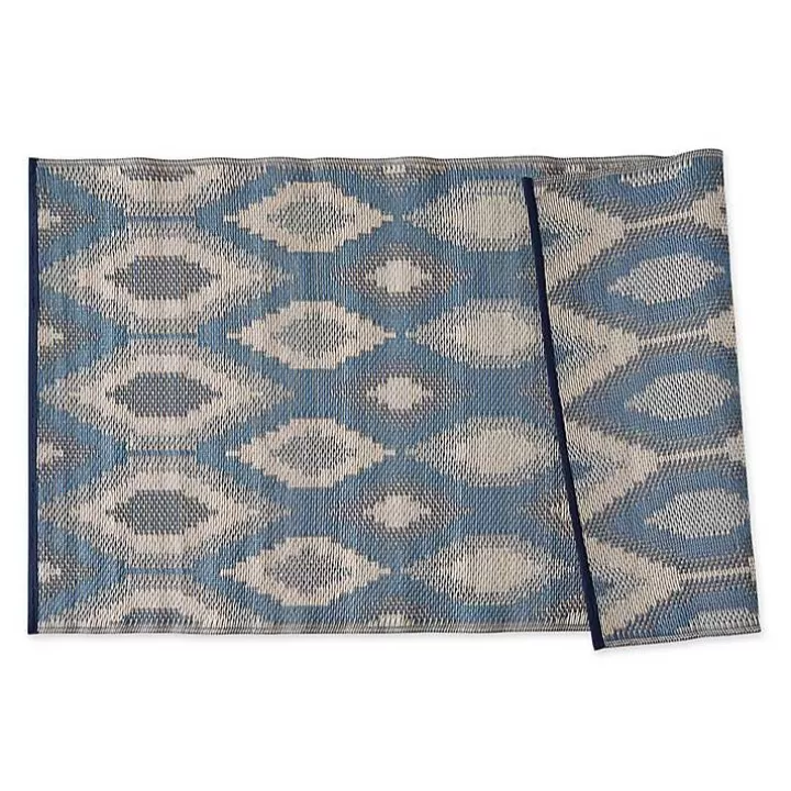 Best Sale Blue & Gray Diamond Stripe Outdoor Area Rug, 3x6 Outdoor Rugs