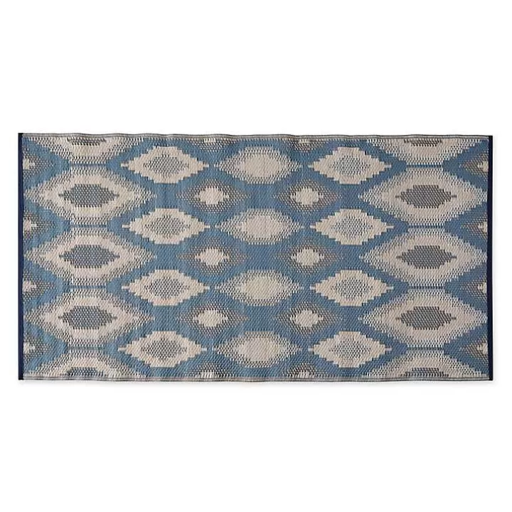 Best Sale Blue & Gray Diamond Stripe Outdoor Area Rug, 3x6 Outdoor Rugs