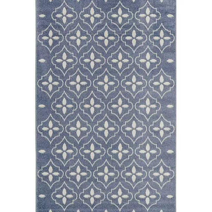 Best Sale Blue & Ivory Quatrefoil Indoor/Outdoor Rug, 4x6 Outdoor Rugs