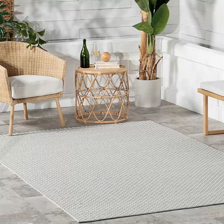 Cheap Blue & White Trellis Indoor/Outdoor Runner, 3x8 Outdoor Rugs