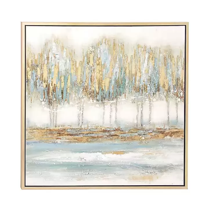 Store Blue Abstract Trees Framed Canvas Art Print Canvas Art