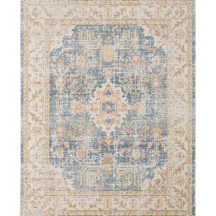 Flash Sale Blue and Beige Vintage Border Area Rug, 2x3 Area Rugs