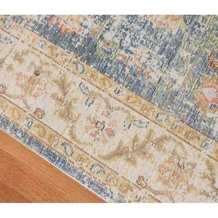 Flash Sale Blue and Beige Vintage Border Area Rug, 2x3 Area Rugs