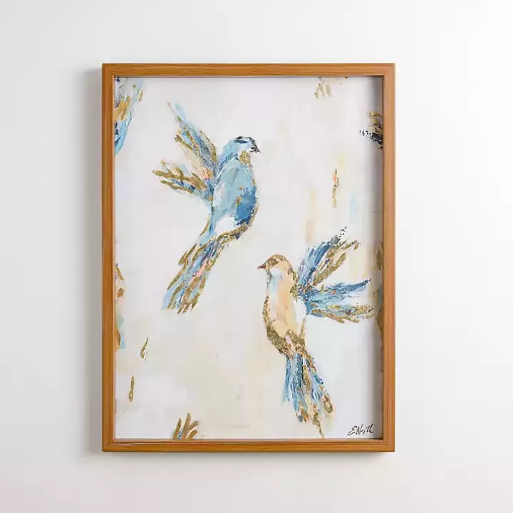 Best Blue and Gold Birds Framed Art Print Framed Art