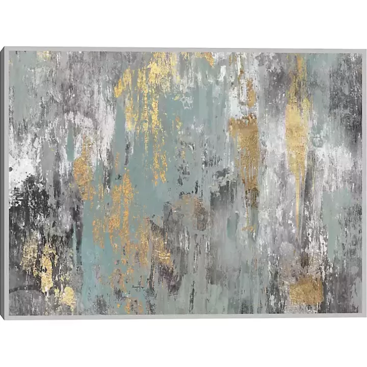Best Sale Blue and Gold Ikat Framed Canvas Art Print Canvas Art