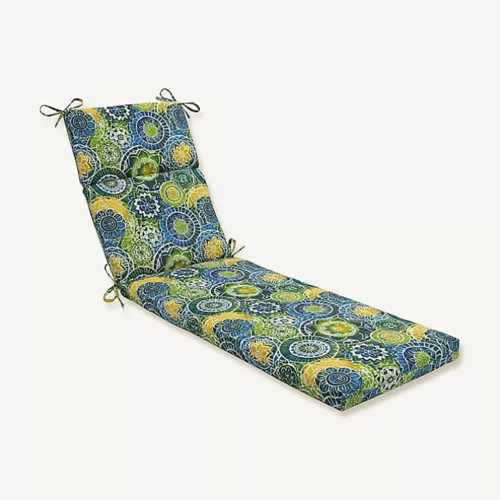 Clearance Blue and Green Lagoon Outdoor Chaise Cushion Outdoor Cushions & Pillows