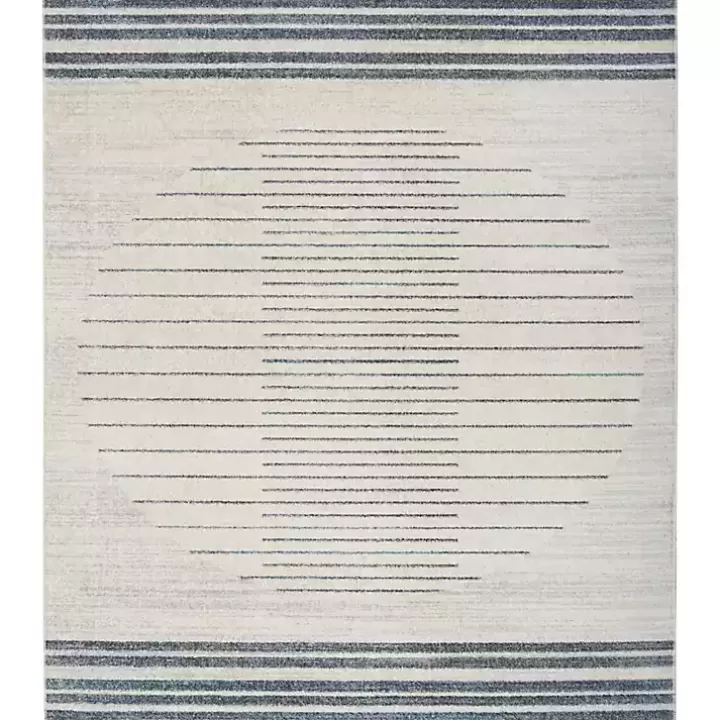 Online Blue and Ivory Striped Moon Area Rug, 9x12 Area Rugs