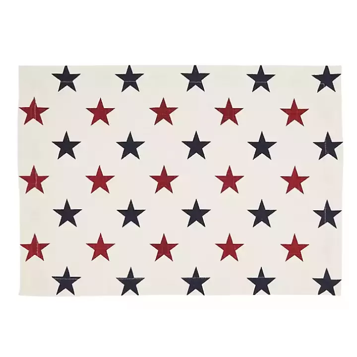 Store Blue and Red Americana Stars Placemats, Set of 4 Table Linens