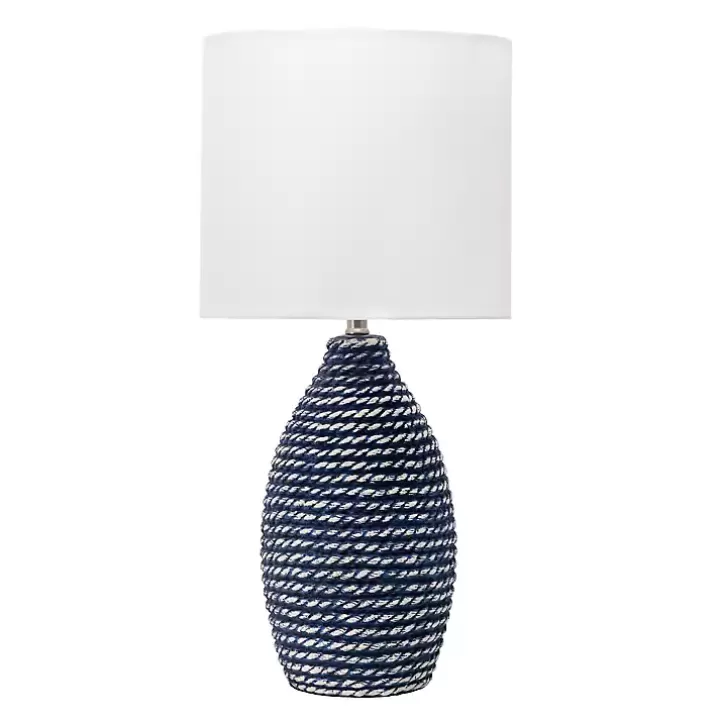 Store Blue and Ceramic Faux Rope Table Lamp Table Lamps