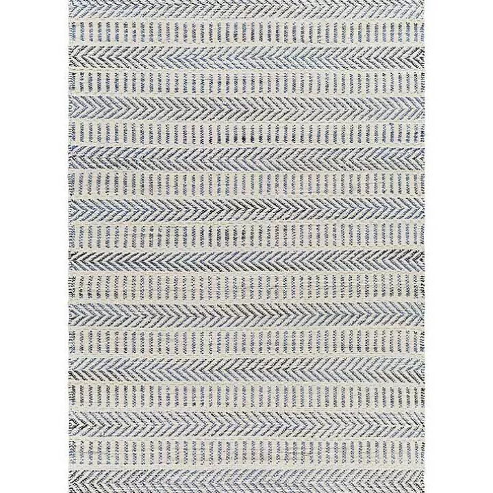 Outlet Blue and White Chevron Jute Area Rug, 8x10 Area Rugs